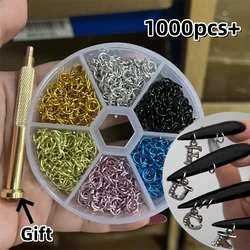 1000pcs+ Metal Rivet Nail Decoration 3D Gothic Metal Alloy Rings Piercing Jewelry Loops Hoop Pierced Punk Dangle DIY Charms Y2K*