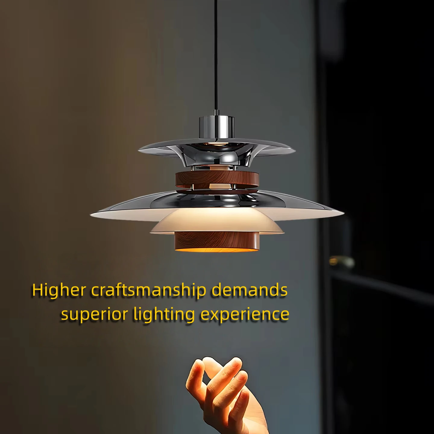 Italian Minimalist UFO Pendant Light Full Spectrum Eye Care Hanging Lamp Indoor Light for Restaurant Bar Kitchen Island