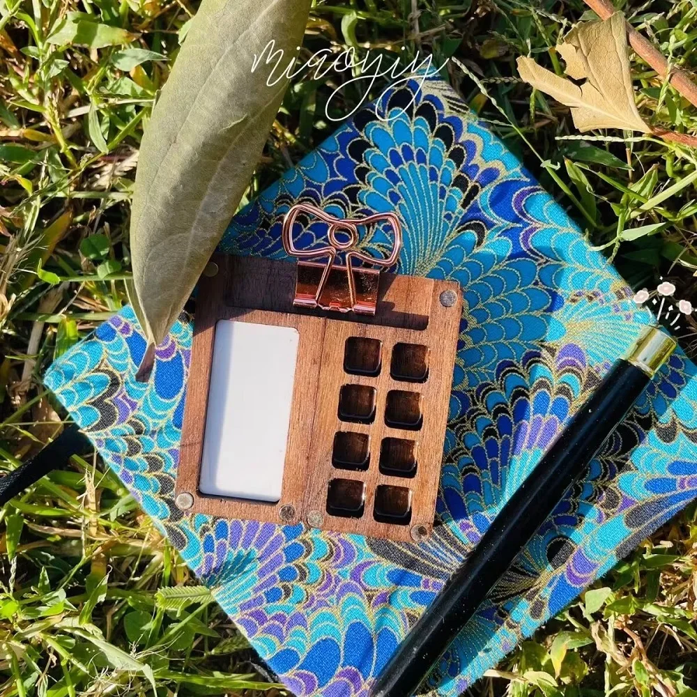 Empty Box Mini Watercolor Paint Palette Black Walnut Wooden Wooden Paint Empty Box 8 Grid Portable