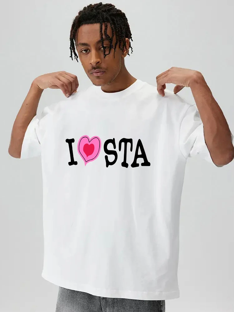 

Футболка STA National Fashion для мужчин и женщин, тяжелая хлопковая дизайнерская Свободная рубашка с круглым вырезом и коротким рукавом для влюбленных, в американском стиле