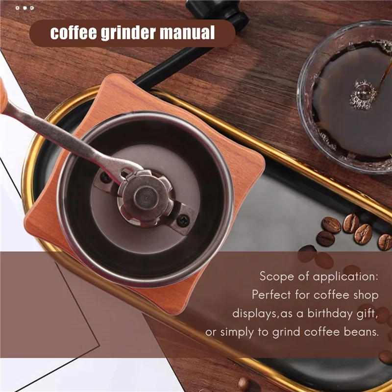 

【HOT】Coffee Bean Grinder Wooden Manual Coffee Grinder Hand Stainless Steel Retro Coffee Spice Mini Burr Mill With