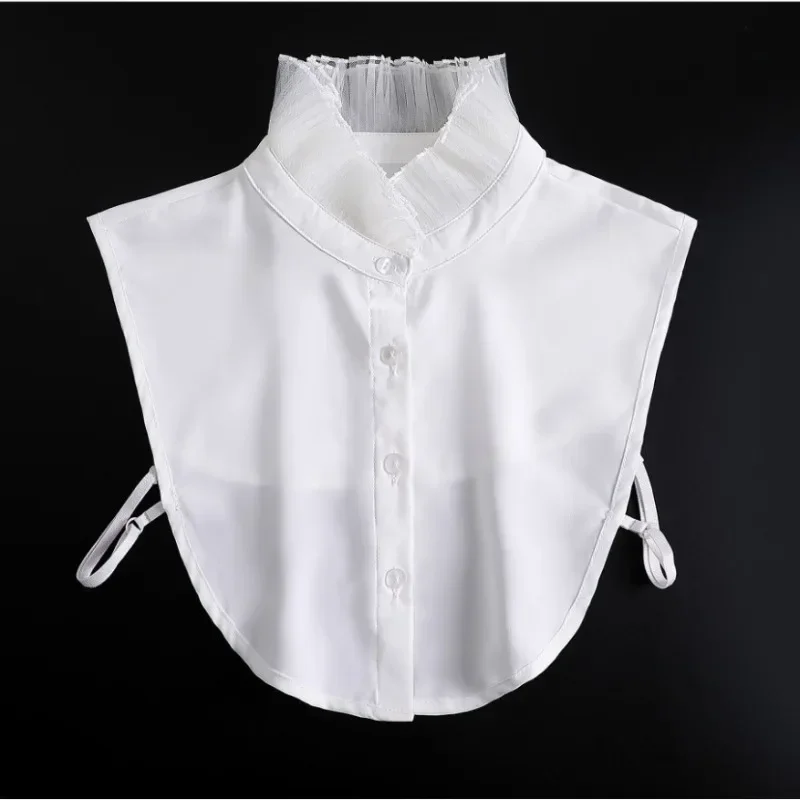 여성용 가짜 칼라 연꽃잎 모양 장식 탈부착 가능한 칼라 화이트 레이스 숄 스웨터 칼라