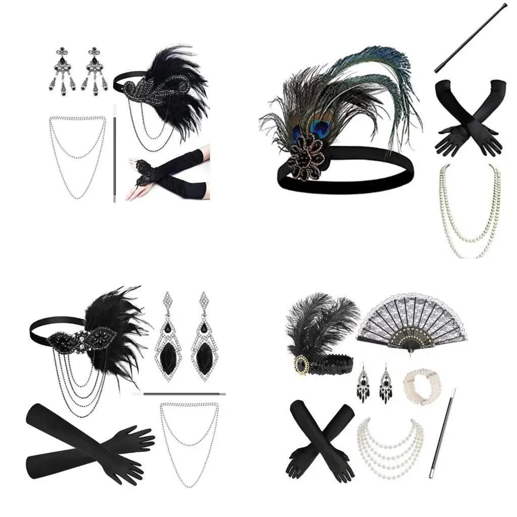 

R1WE Комплект головных уборов с перьями Очаровательная повязка на голову с перьями для одиночной вечеринки на Хэллоуин