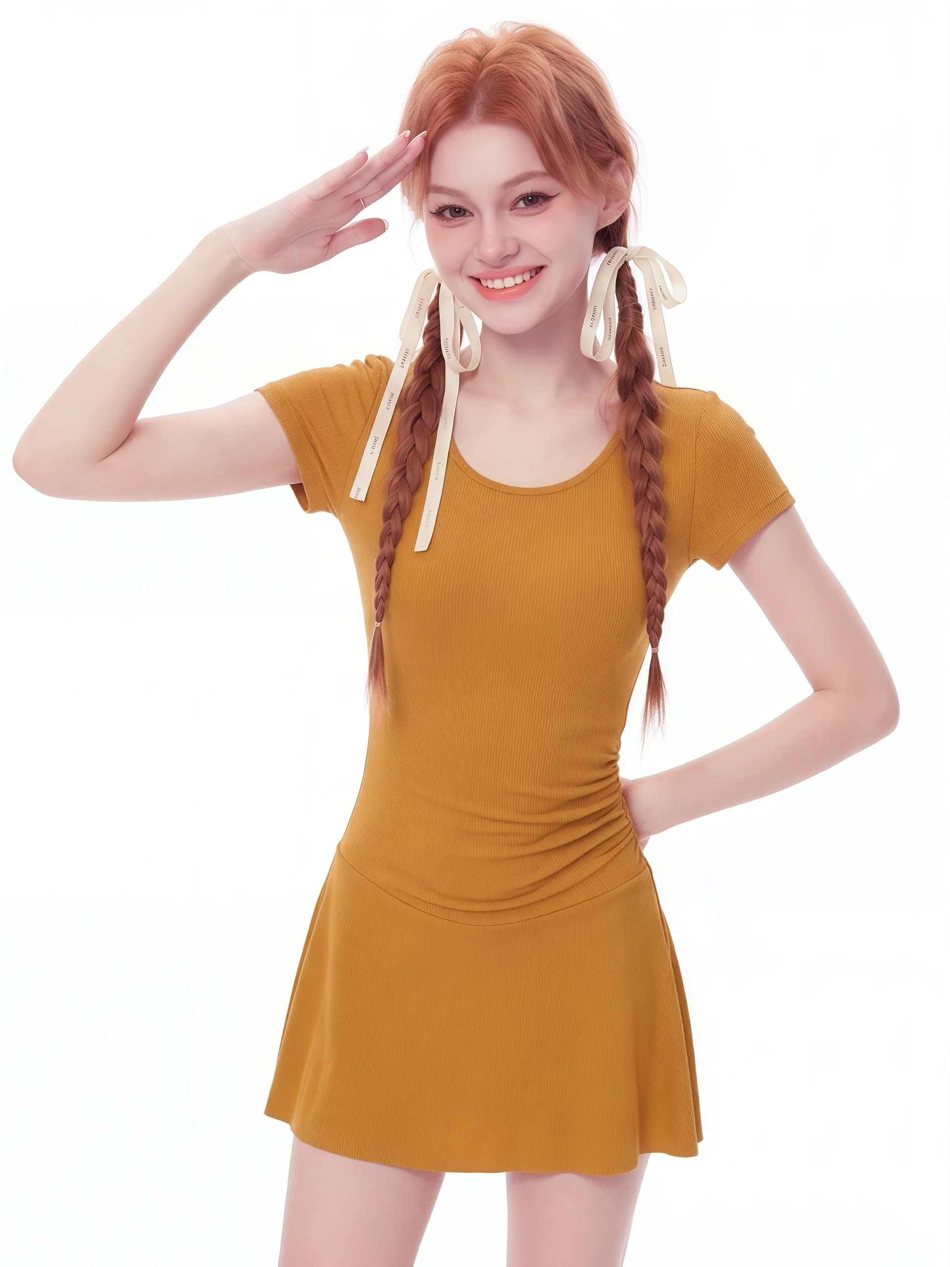 Girls' Pure Desire Design Short Sleeve  Swimsuit Waist Cinched Slimming Dopaamine Effect Beach Swimming Costume