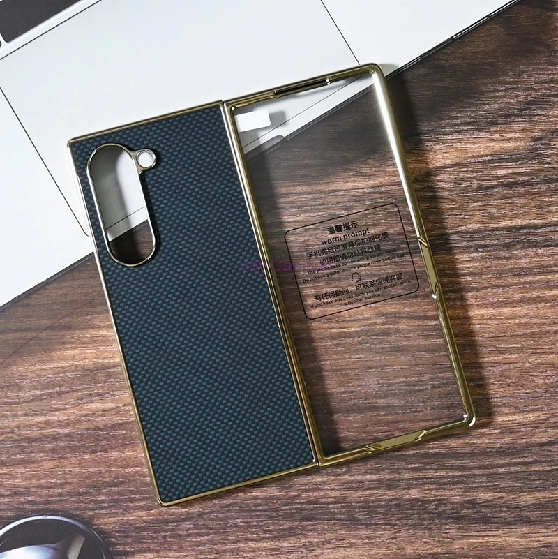 حافظة كيفلر لهاتف سامسونج جالاكسي Z فولد 7 مطلية بالكهرباء من ألياف الكربون مع واقي من الزجاج المقسى رفيع للغاية وخفيف الوزن #4