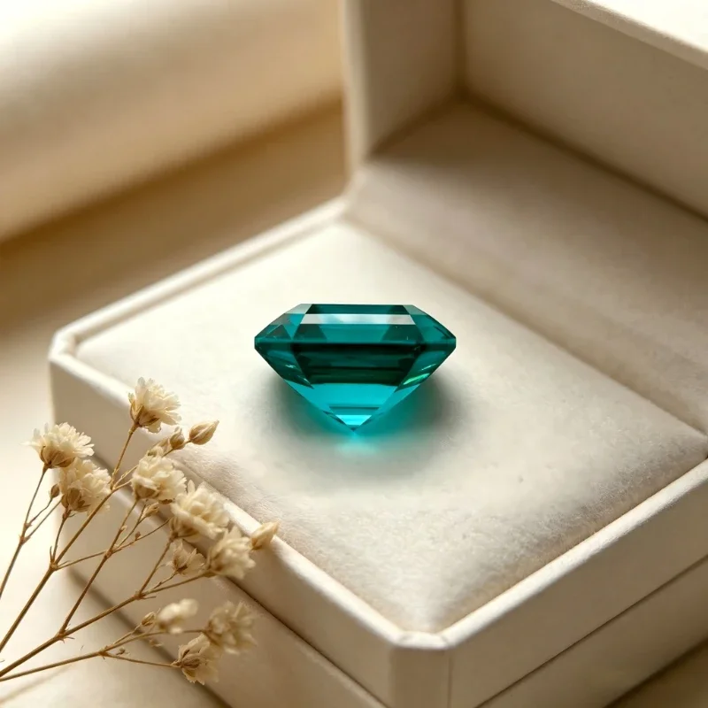 

Paraiba Asscher Shape Artificial Gemstone Neon Blue Color Available Certificate Factory Wholesale Price