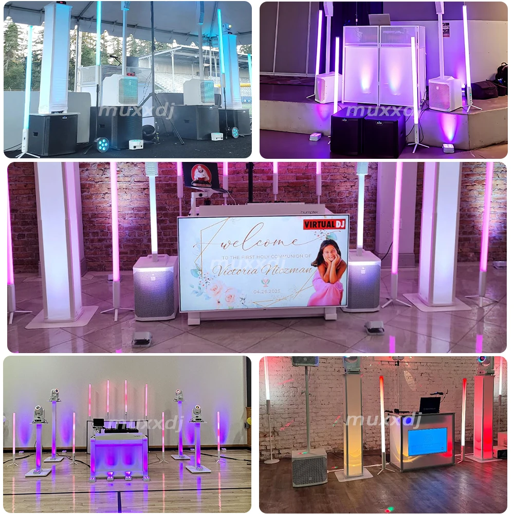 MUXXDJ 4 قطعة 360 بكسل أنابيب الضوء 192*0.2 واط بطارية لاسلكية تعمل بالطاقة تغيير لون المرحلة DJ حفلة الحدث الضوء المحيط #4