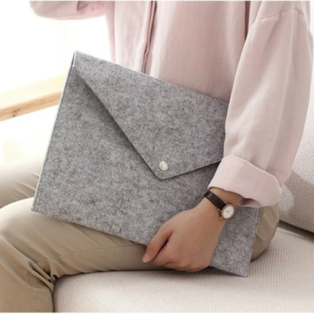 

Felt File Folders A4 Size 34X25X0.5Cm Dark Light Grey Portable Paper Organizer Document Carrier Bag With Button Closure Large