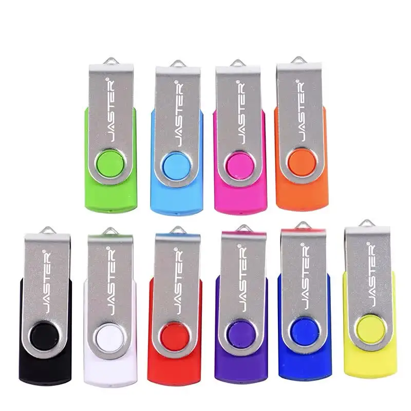 JASTER Rotatable Colorful USB 2.0 Flash Drive 128GB Creative Gift Memory Stick 64GB Silver Clip Pen Drive 32GB U Disk 16GB 8GB