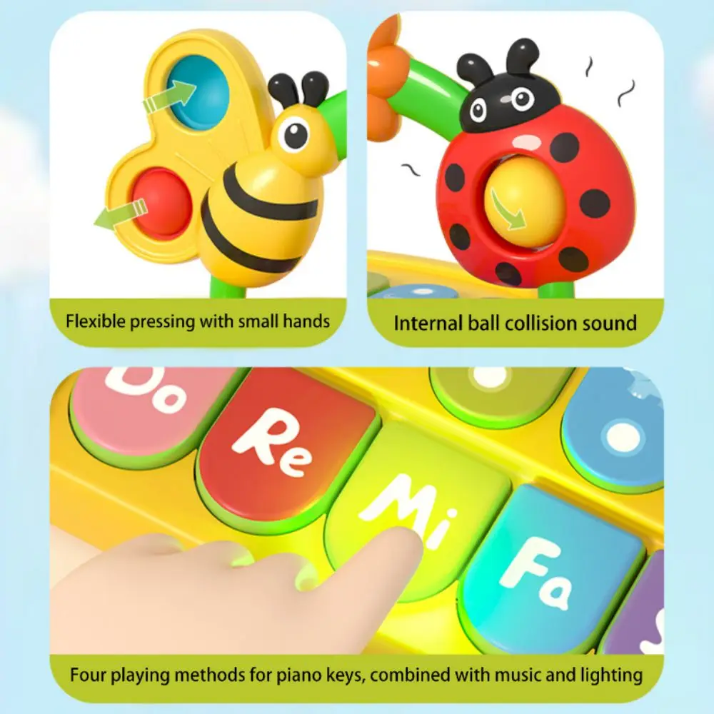 Plastikowe pianino muzyczne Zabawka Montessori Puzzle Instrument muzyczny owad Interaktywny dźwięk Instrument muzyczny Zabawki Prezenty dla dzieci