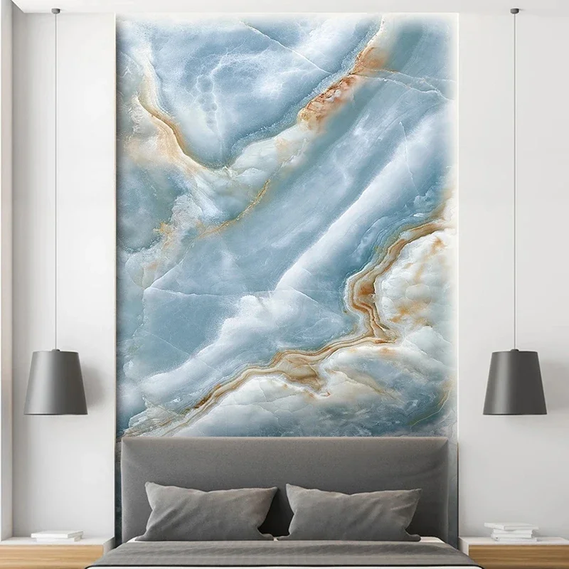 Blue Marble Pattern Landscape Wallpaper Porch Background Custom Any Size 3D Wall Mural Home Interior Decoration Papel Pintado