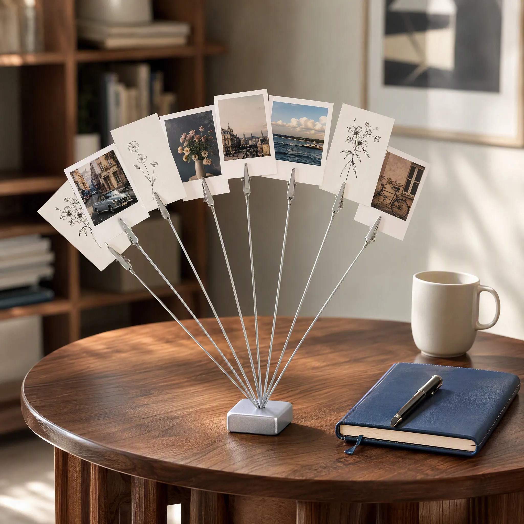Tree Shaped Desktop Photo Holder Stand with 8 Metal Clips Creative Freestanding Picture Display for Wedding Birthday Shower
