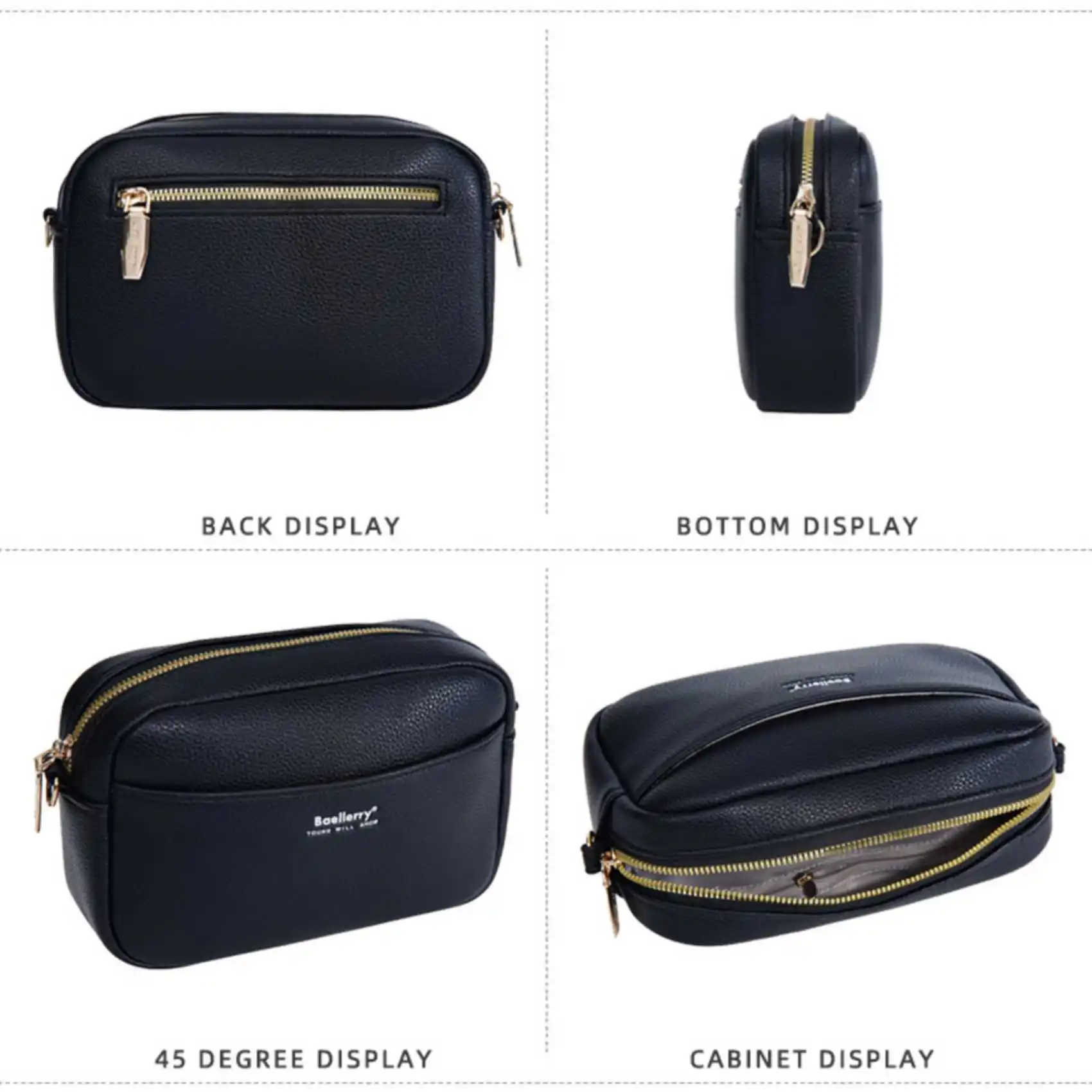 Einfarbig Große Kapazität Zipper Handy Tasche Damen Multifunktionale Schulter Umhängetasche Mode Lässig Kleine Quadratische Tasche – Detail 6