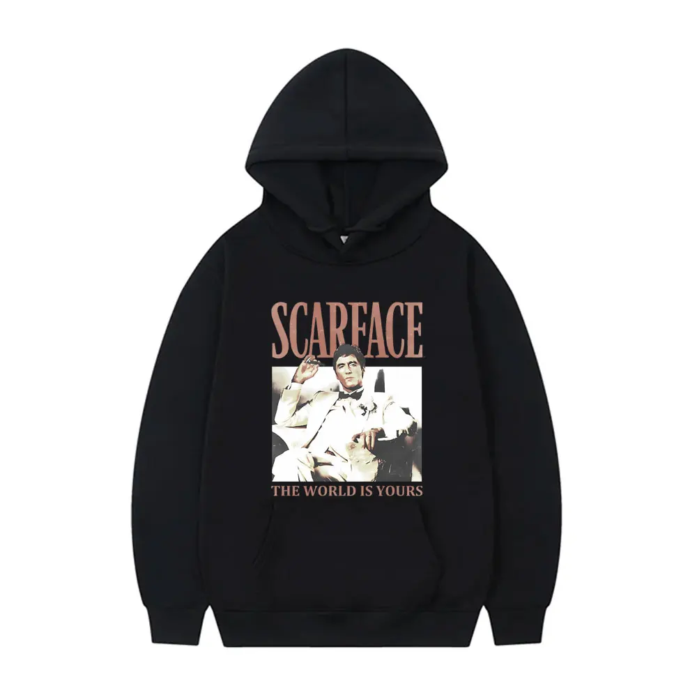 

Limited Movie Scarface The World Is Yours Hoodie Vintage Al Pacino Tony Montana Graphic Pullover Men's Hip Hop Oversized Hoodies