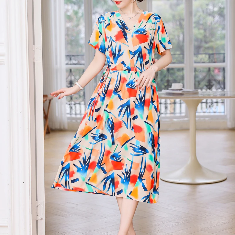 Vestido de verano para mujer, vestido Vintage corto de algodón con estampado Floral, Vestidos de moda de talla grande