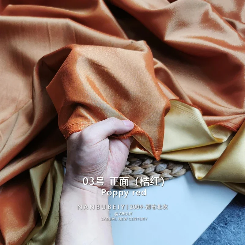 Double Color Cationic Fabric Thickened Cheongsam for Dress Satin Finish Cloth for Sewing By The Meter Material