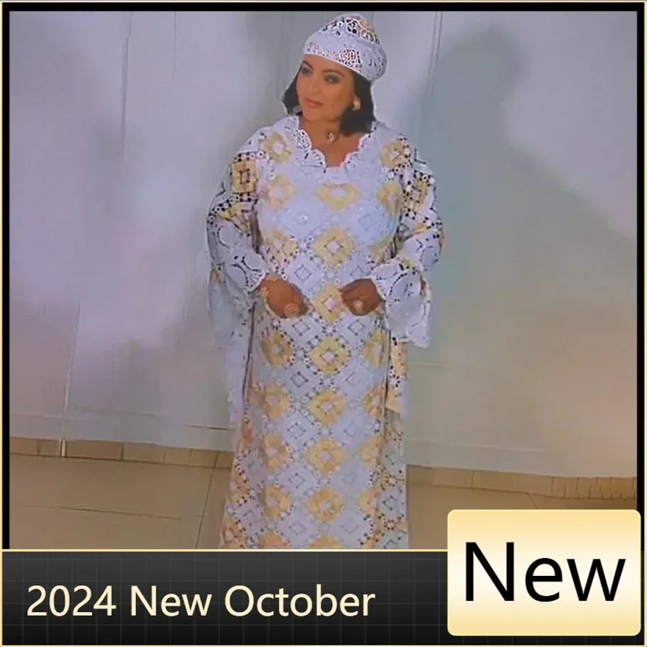 African Dresses for Women Traditional Dashiki Lace Boubou Plus Size Wedding Party Gown Muslim Kaftan Maxi Dress African Clothing