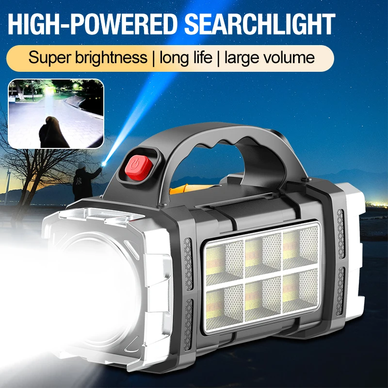 Powerful LED USB flashlight+rechargeable solar powered Cobb flashlight for outdoor camping portable searchlight workbench outdoo