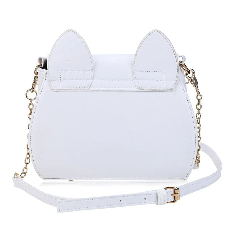 Summer Sailor Moon Ladies Handbag Black Luna Cat Shape Chain Shoulder Bag PU Leather Women Messenger Crossbody Small Bag