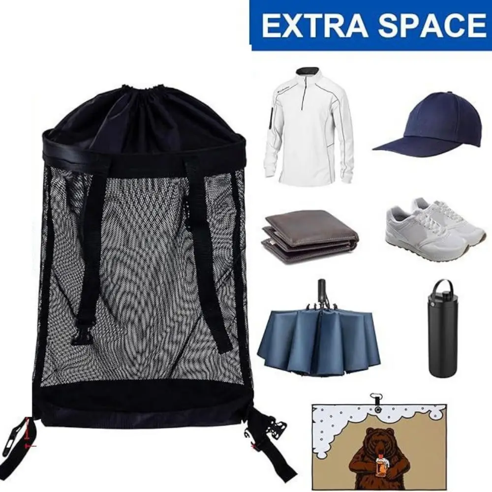 

Mesh Bag Golf Cart Storage Bag Large Capacity Nylon Golf Ball Drawstring Pouch Adjustable Durable Golf Ball Container