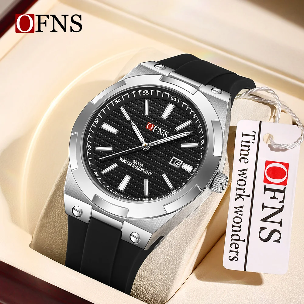OFNS New 8040 Fashionable Men's Quartz Watch Simple Single Calendar Waterproof Night Light Business Men's Watch