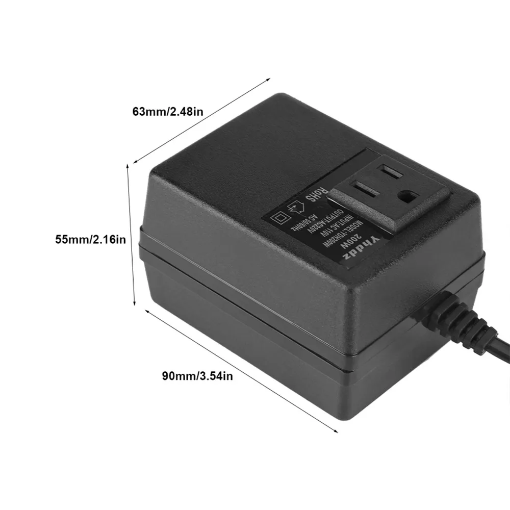 200W rated power Voltage Converter US standard plug 110V/220V bidirectional conversion Power Transformer Portable travel design