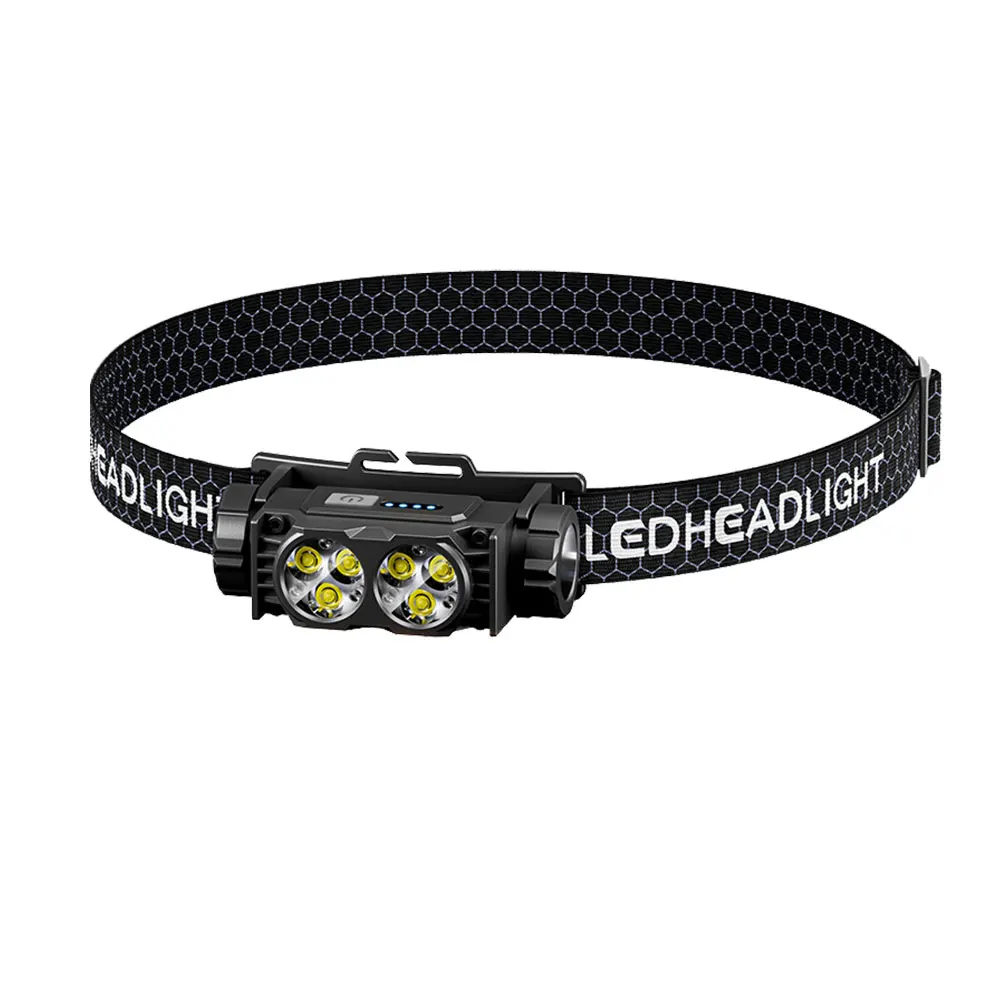 

White 6 LED headlamp Fishing headlight Type-C USB Torch Hunting 3 Modes lamp Camping Headlamp Flash Magnet tail light head