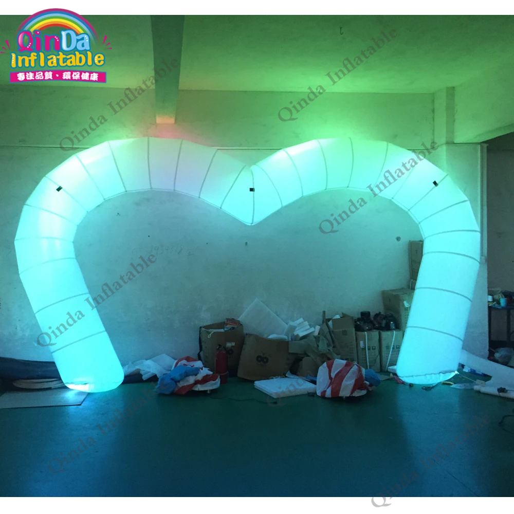 Heart Shape Inflatable Led Light Archway 8M Wedding Decoration Inflatable Entrance Arch