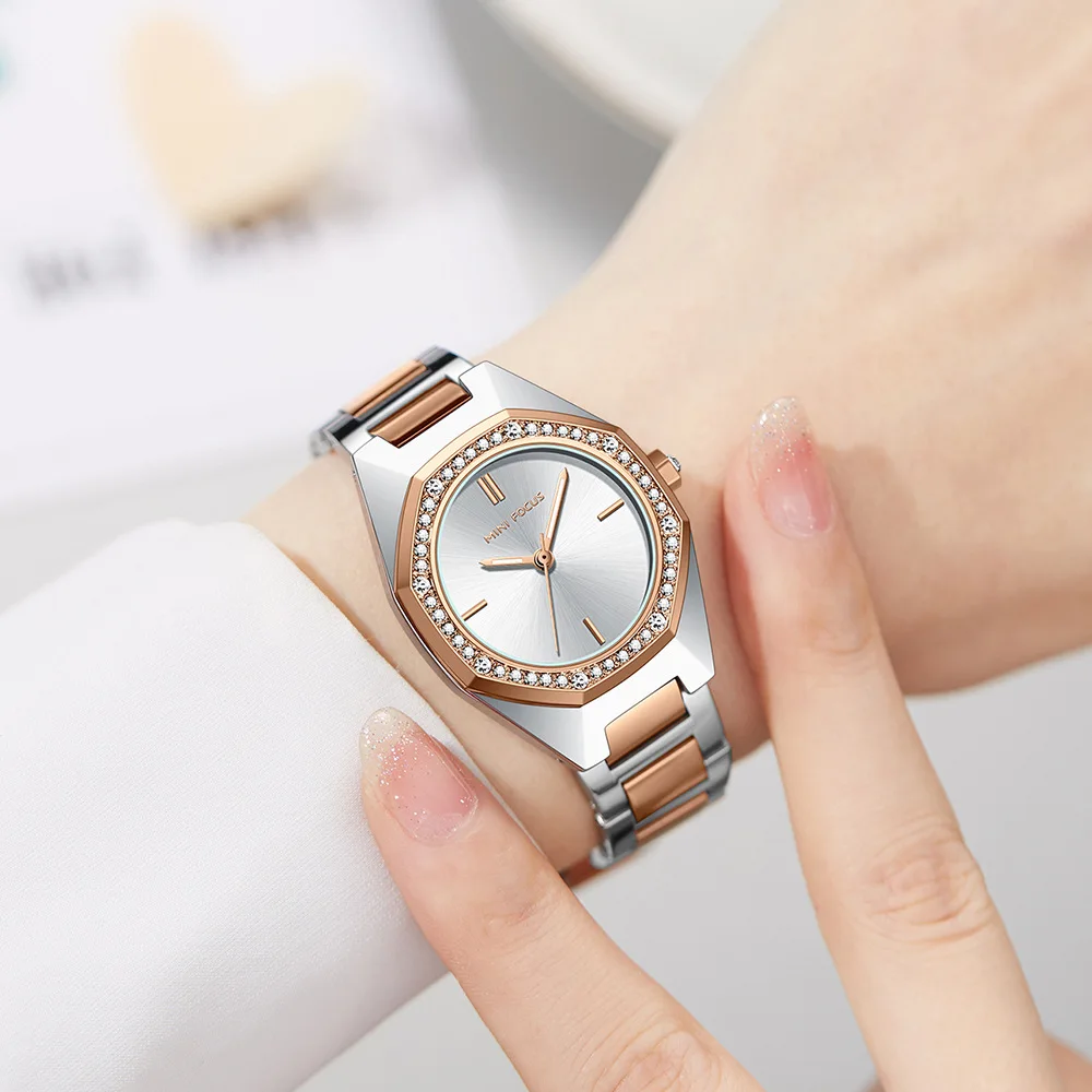 MINI FOCUS 0433L Women’s Quartz Watch Fashion Simple Elegant Business Diamond Analog Display Wrist Watches for Ladies Gift