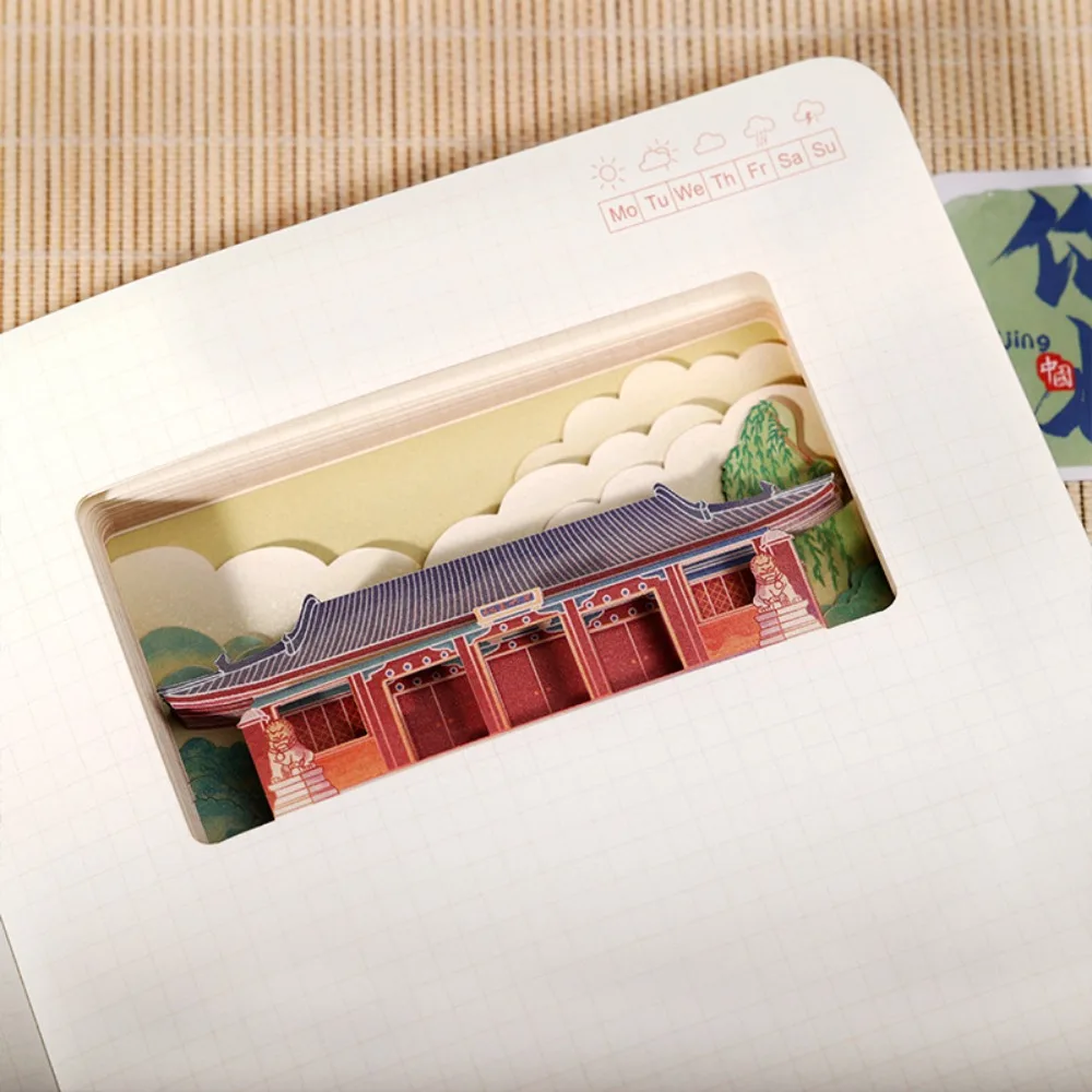 Ricordo culturale dell'Università di Pechino Regalo creativo Quaderno con intaglio in carta stereo 3D Diario regalo Diario del conto a mano
