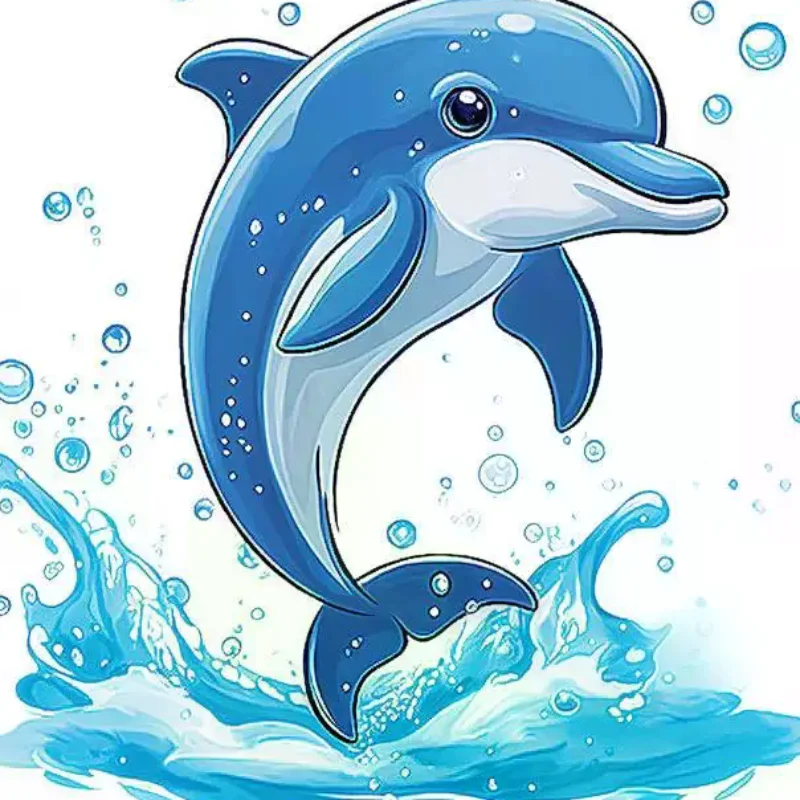 Cute Cartoon Blue Dolphin Toilet Lid Sticker Waterproof Self Adhesive For Bathroom Home Decoration Easy Apply Remove