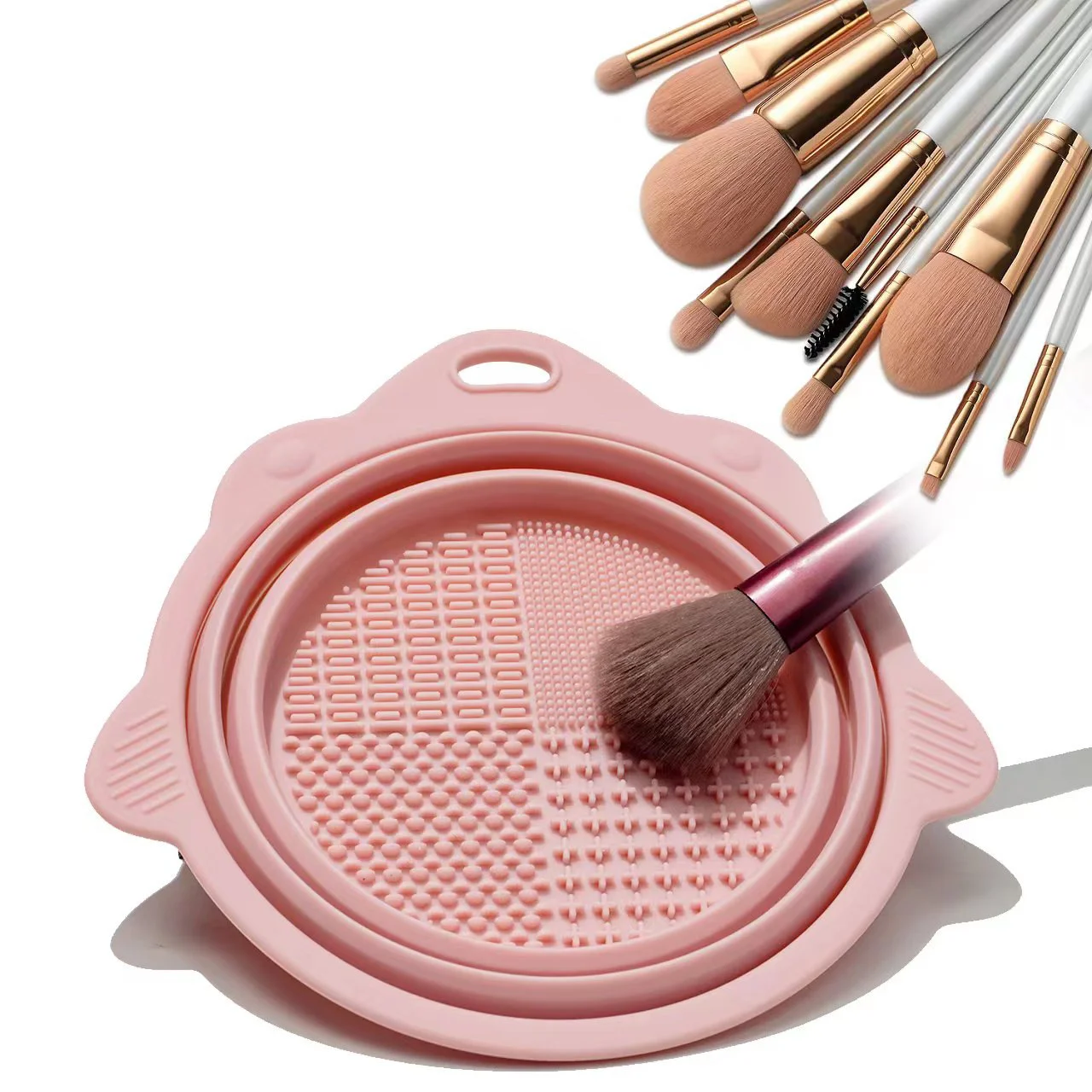 

Multifunctional Beauty and Makeup Brush Powder Sponge Powder Puff Makeup Brush Scrubbing Pad Soft Silicone Folding Cleanin Tool