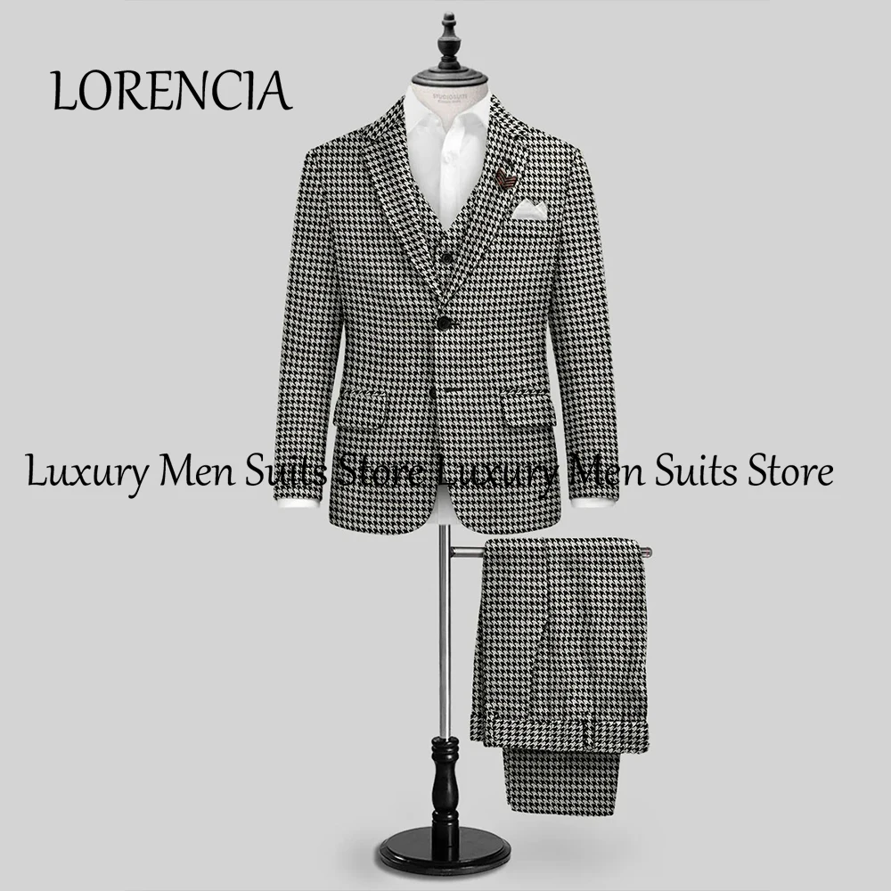 

Уникальные мужские костюмы с узором «гусиные лапки», комплект из трех предметов, однобортный вечерний смокинг, индивидуальный пиджак, брюки, жилет уведомлений