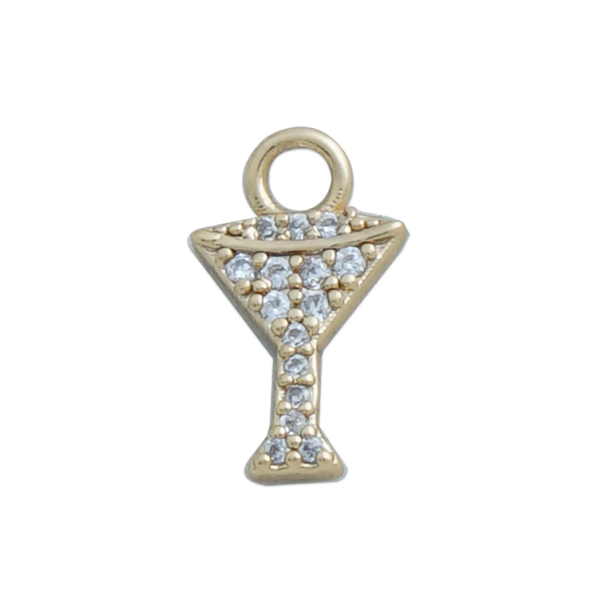 

14k Gold Filled Wine Glass Pendant, Micropavé CZ Wine Glass Necklace Charm, Red Wine Charm, DIY Jewelry Making Supply 10423057