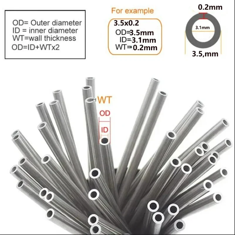 304 Seamless Stainless Steel Capillary Tube OD 4-8mm Wall 0.5-2mm For Antenna Aviation Model 1Pcs Length 500mm