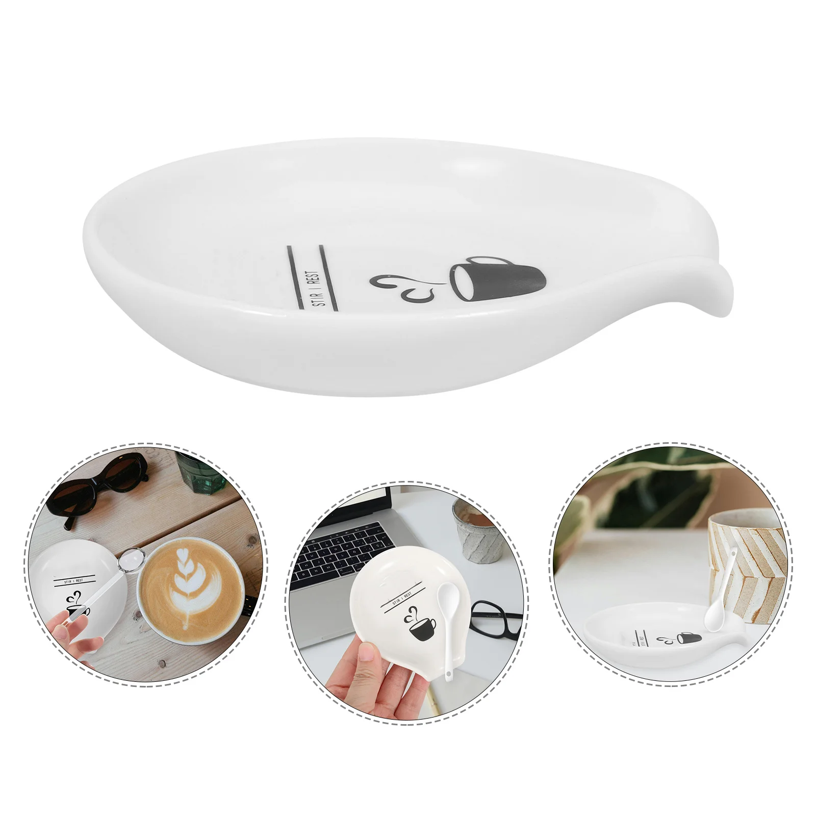 

Spoon Rest Ceramic Kitchen Accessory Heat Resistant Compact Scoop Holder for Table Coffee Station Organized Cooking Space
