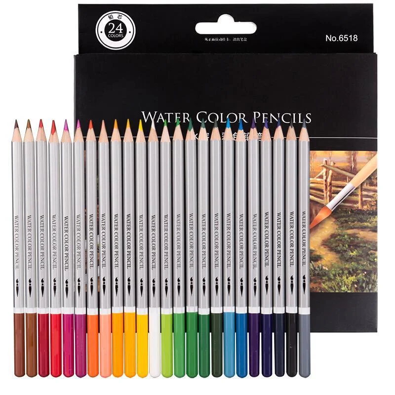 Lápis Aquarela para Crianças, Caneta Desenho, Conjunto de arte para crianças, Pintura e esboço, Kit de aquarela, 24 cores, 36 cores, 48 cores