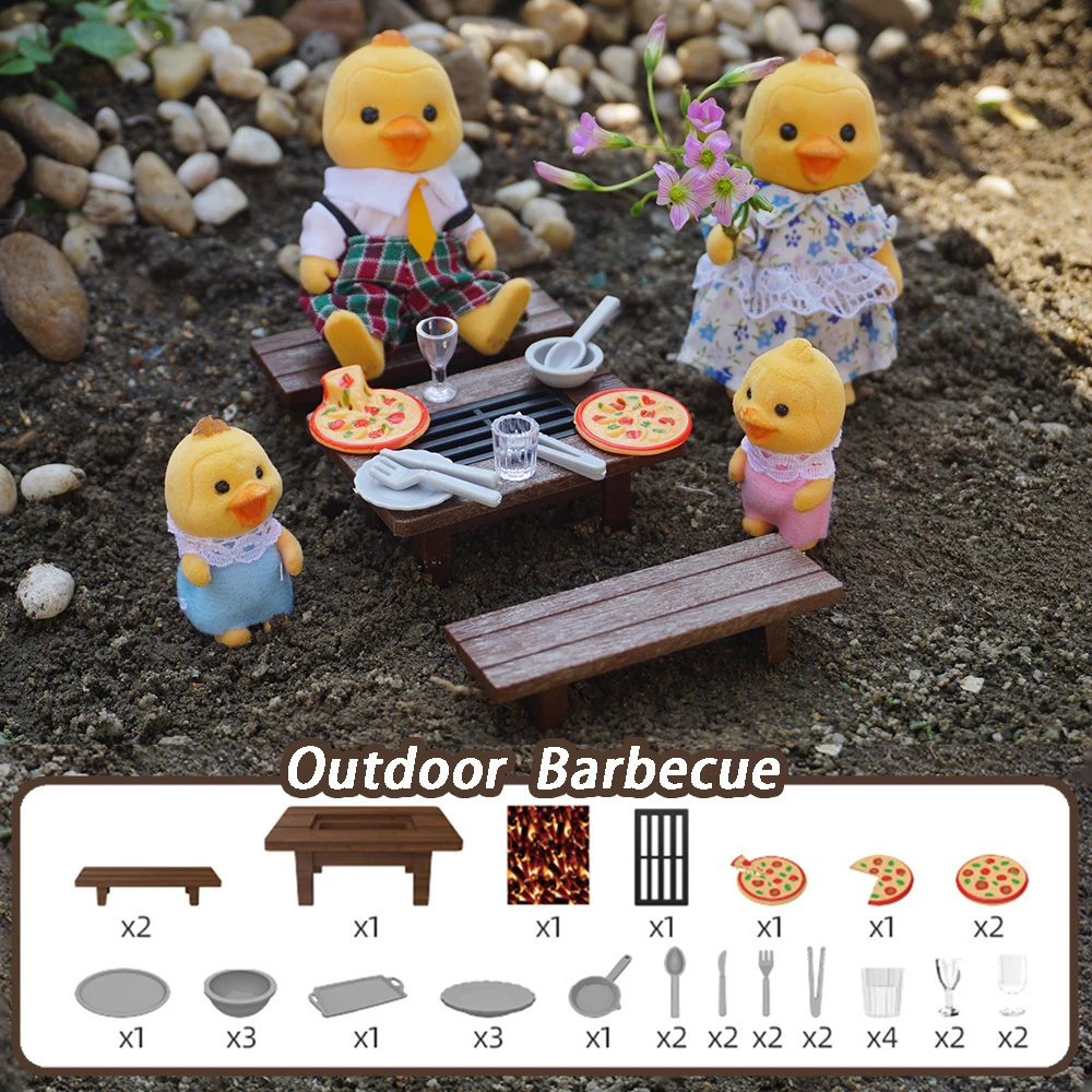 Puppenhaus Grill Miniatur möbel im Maßstab 1: 12 Picknick-Set im Freien so tun, als ob Kaninchen Ente Familie Essen Küche Spielzeug Mädchen Geburtstags geschenk