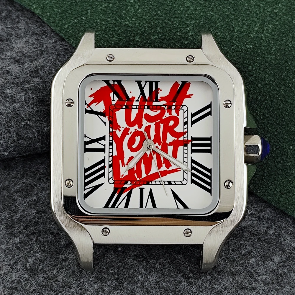 حار بيع سانتوس حالة الفولاذ المقاوم للصدأ ساعة أوتوماتيكية للرجال شعار مخصص الاتصال الهاتفي NH35 ساعة يد تعمل بالحركة الملحقات