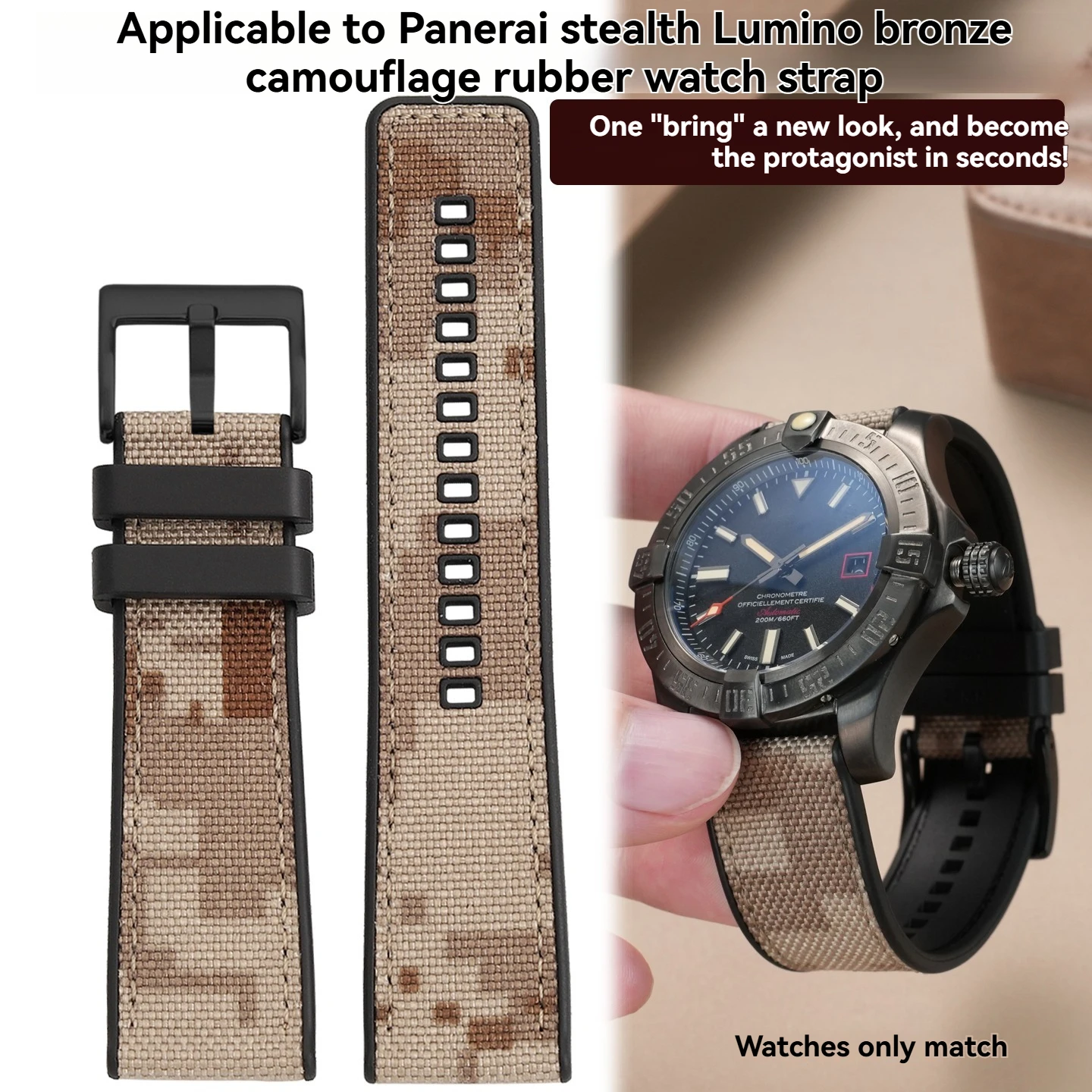 22 24mm Bracelet ForPanerai Breitling Avengers Blackbird Mechanical Timing B01 Super Ocean Series Canvas+Rubber Bottom Watchband