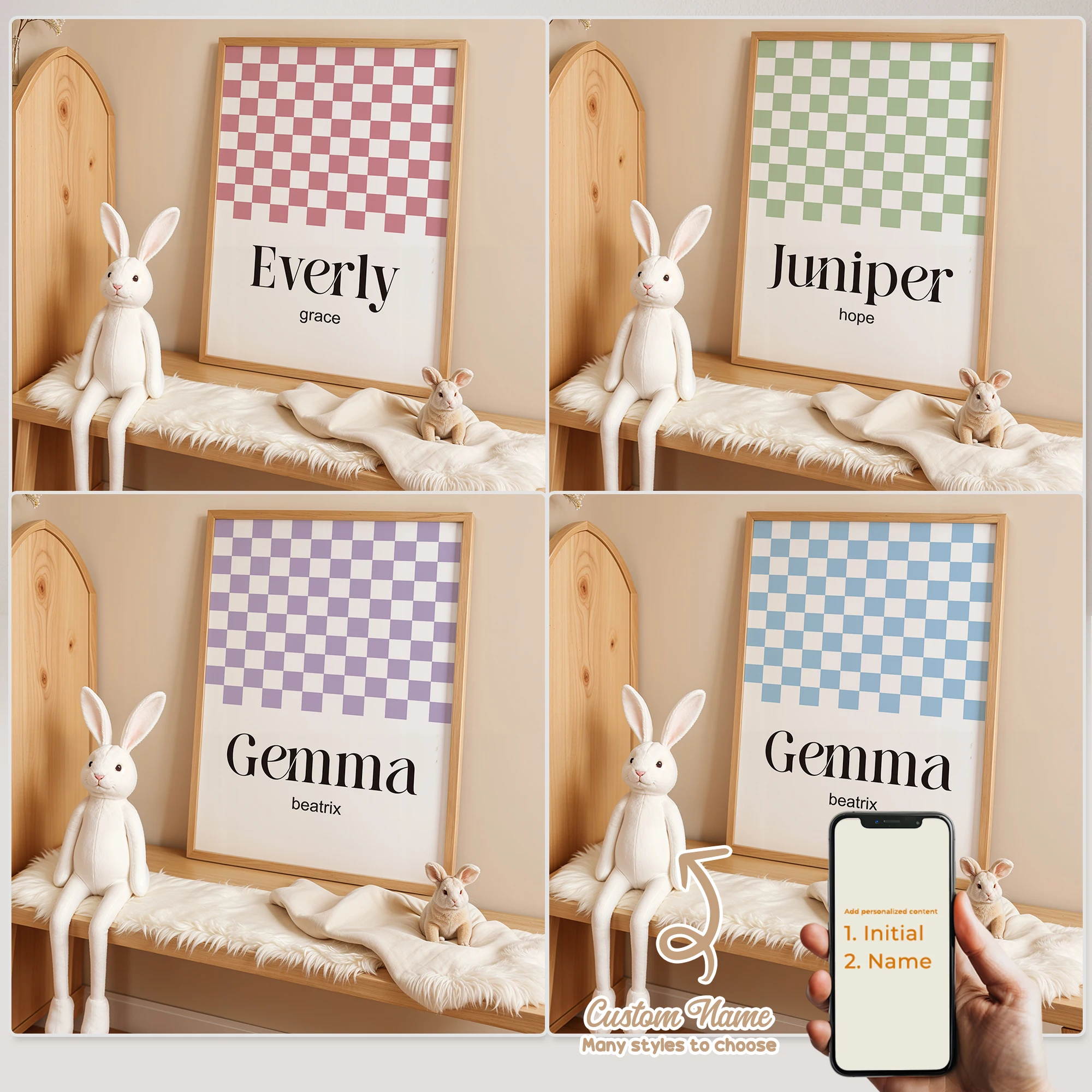 Personalisierte benutzerdefinierte Name Cartoon Kind Streifen Wand Kunstdruck Bild Leinwand Poster Malerei für Wohnzimmer Home Decor Geschenk