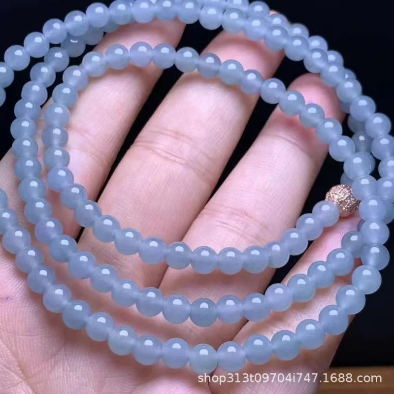 Factory Natural A- Level Jade Long Chain Can Be around Hand Three Circles All Kinds of Design