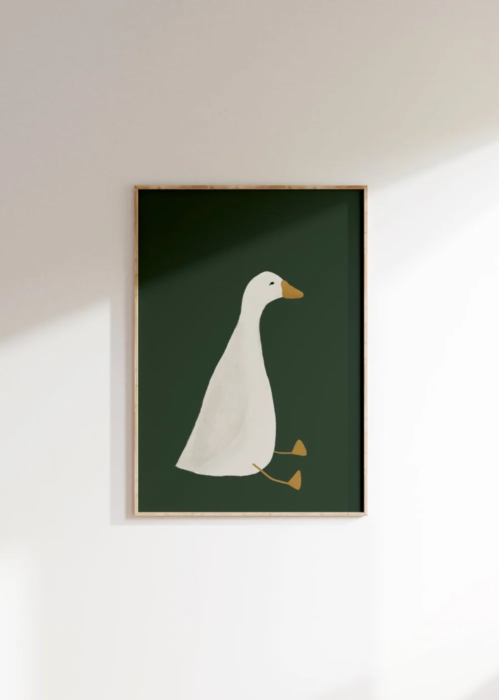 Stupid Goose Wall Art,Cute Goose Poster,Dark Green Nursery Farm Animals,Children's Room Illustration Frameless Canvas Painting