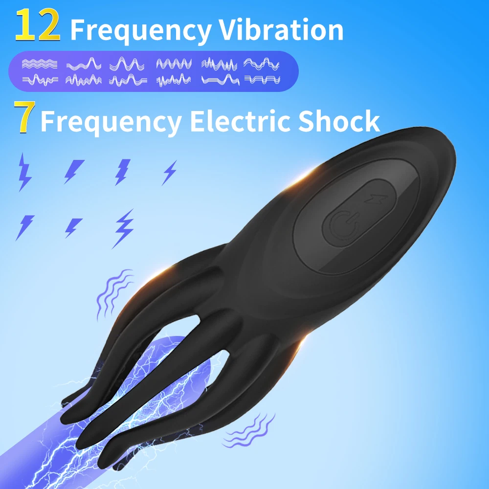 Glans Trainer for Men Powerful Vibrating Penis Electric Shock G Spot Masturbator Fingertip Prolong Endurance Massage Vibrator