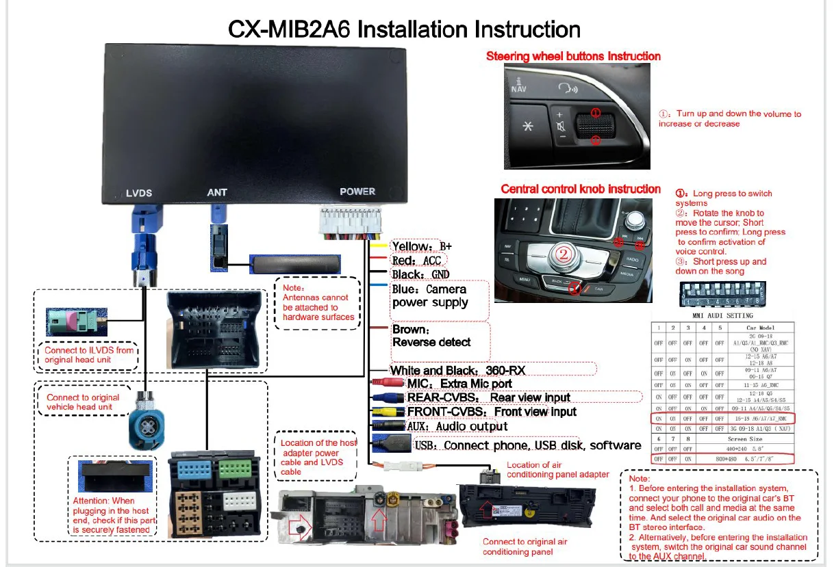 AUTOTOP Drahtlose Carplay Android Auto Für Audi A6 C6 A7 HN HNR BNav HNav RMC MHI2 2012-2018 MirrorLink Airplay Rückfahrkamera – Detail 5
