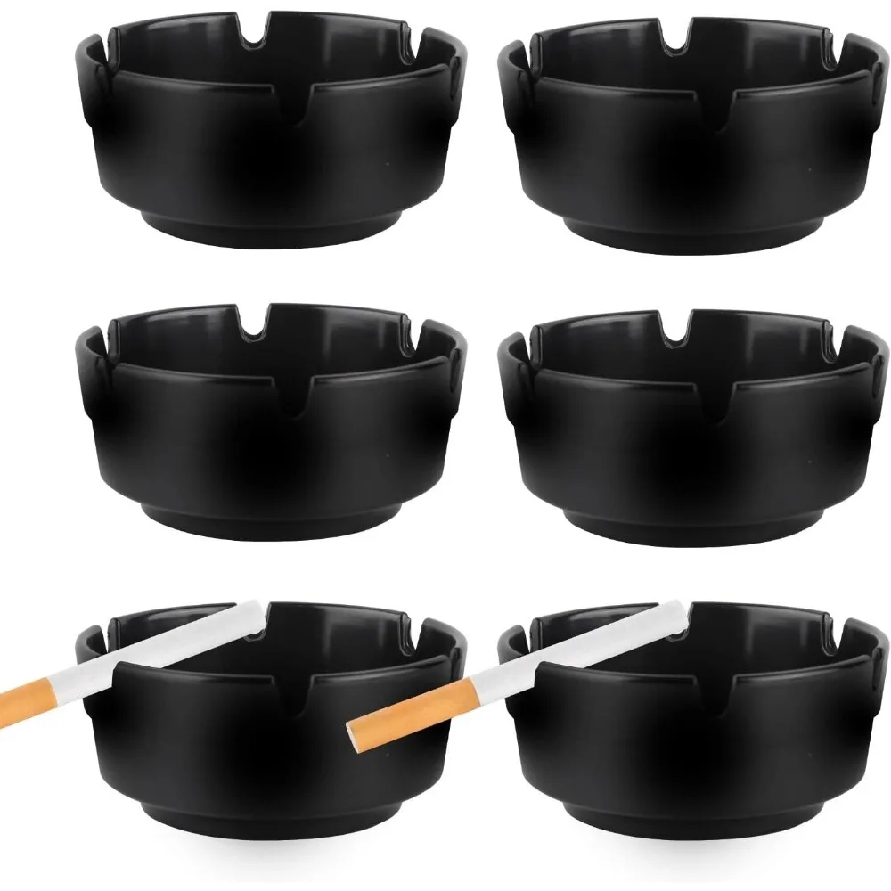 

Набор из 6 черных пластиковых пепельниц – настольные пепельницы для дома, патио, бара и офиса