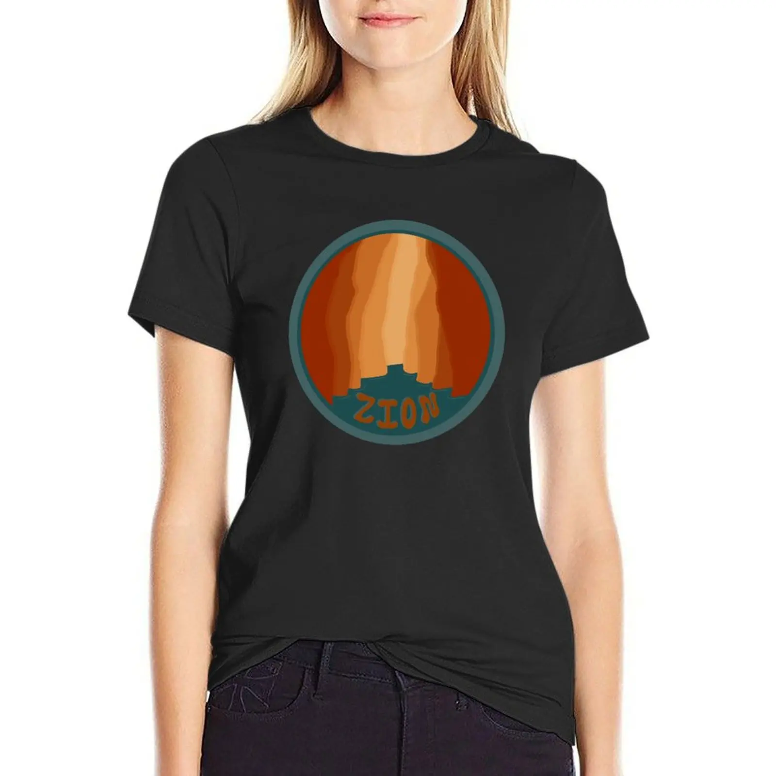 

zion national park retro graphic T-Shirt anime clothes Short sleeve tee Aesthetic clothing black t-shirts for Women