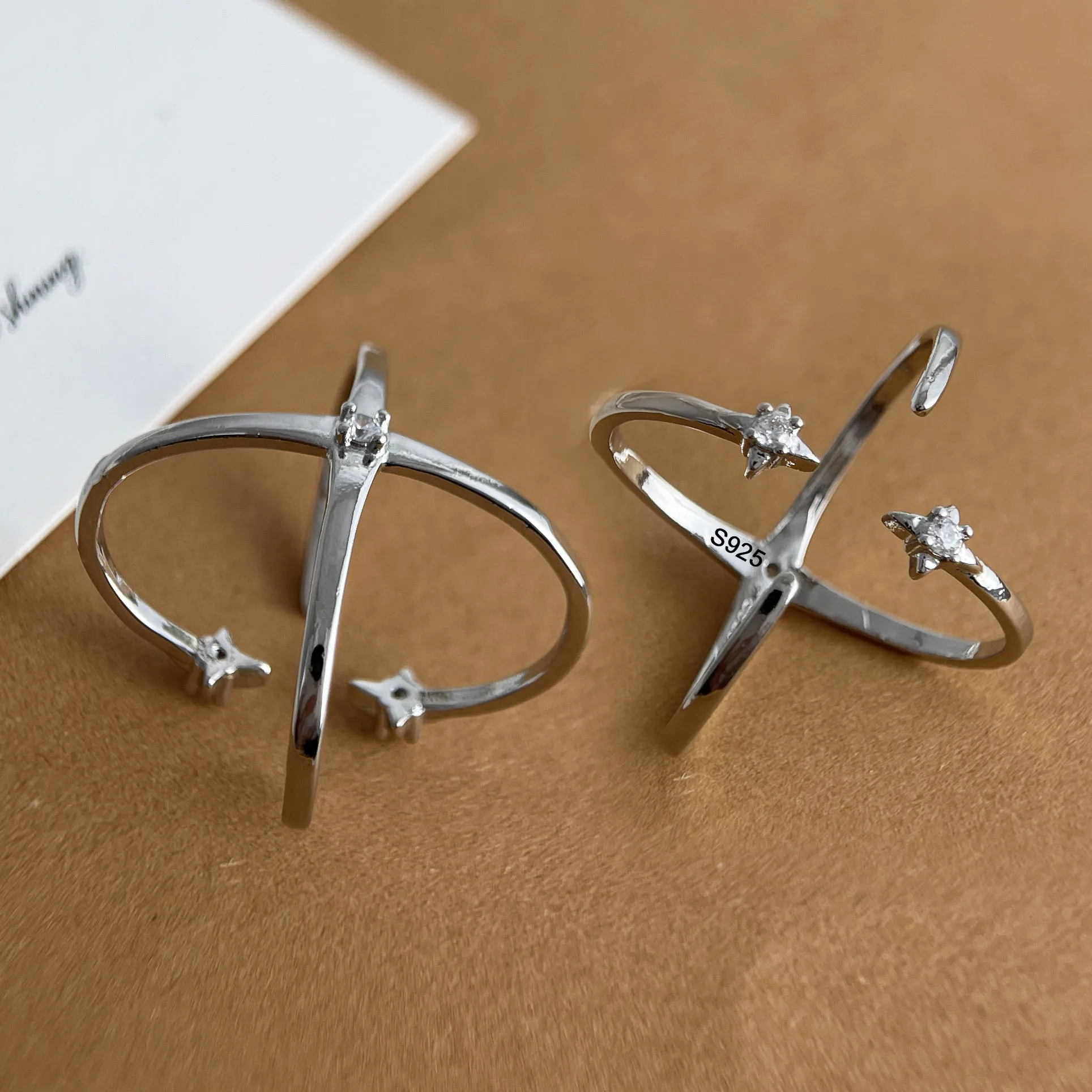 

925 Sterling Silver Rings for Women Couple Minimalist Handmade Simple Big Cross CZ Ring Fine Jewelry Gift Prevent Allergy