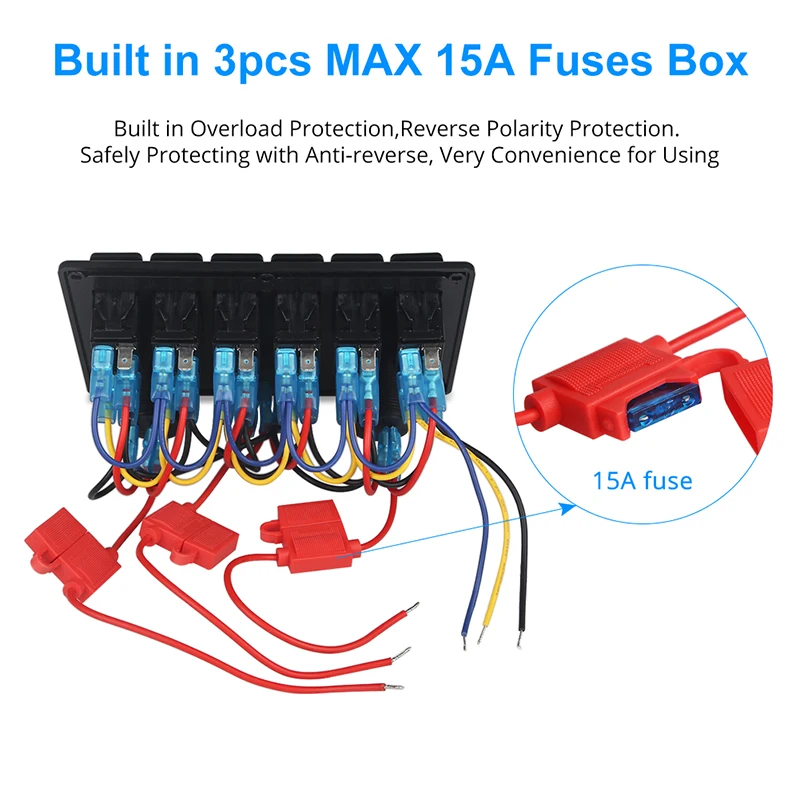 6 عصابة لوحة التبديل المقبس الفولتميتر الرقمي 12 فولت محول الطاقة المزدوج USB LED عرض الروك لوحة الألومنيوم لسيارة مركبة بحرية RV