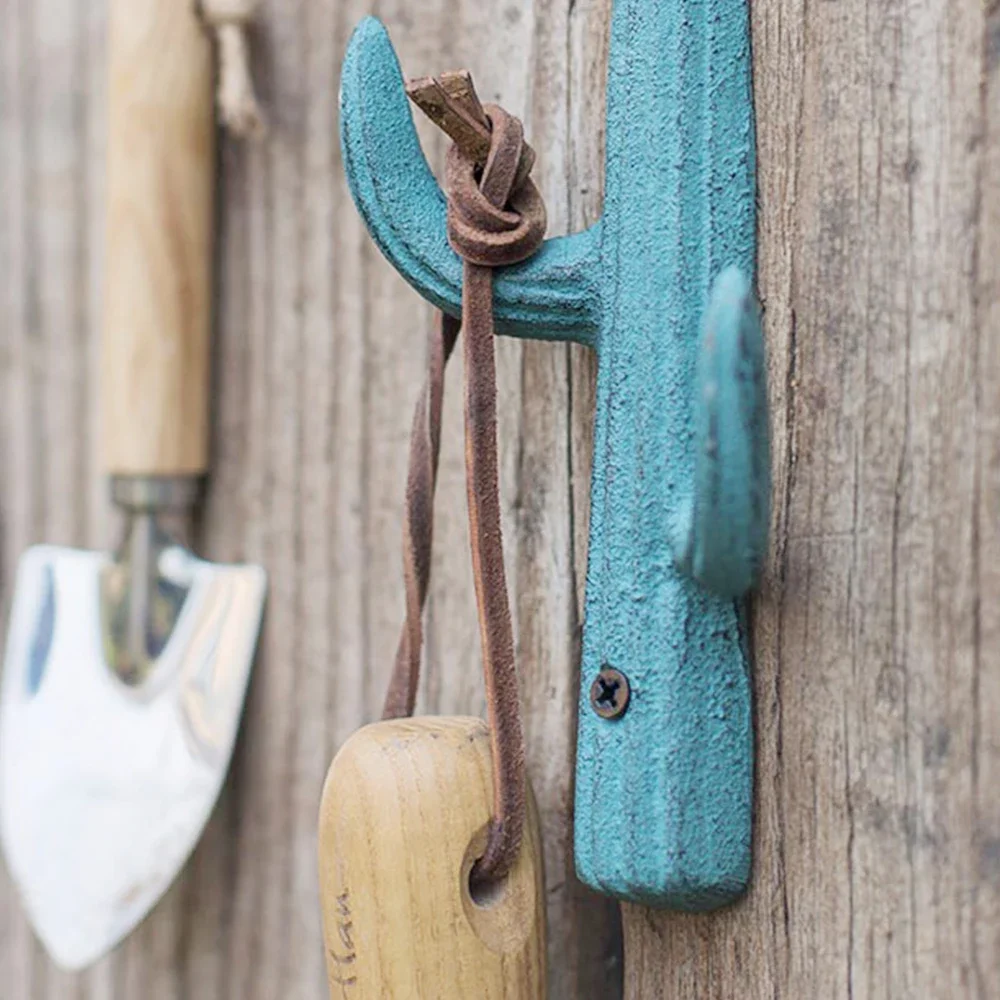 Cast Iron Cactus Hooks 2 in 1 Wall Mounted Heavy Duty Metal Hanger Green/Brown Coat/Key/Bag/Towel Home Decor Bathroom Kitchen